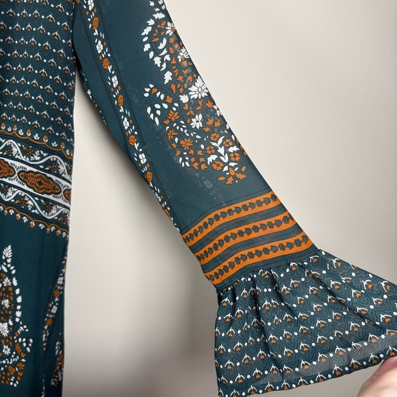 Love Riche Bohemian Teal Mesh Dress Size Large - Picture 6 of 11